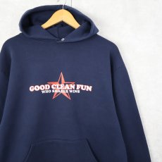 画像2: 90's Good Clean Fun USA製 "WHO SHARES WINS" ハードコアパンクバンドプリントスウェット NAVY L (2)