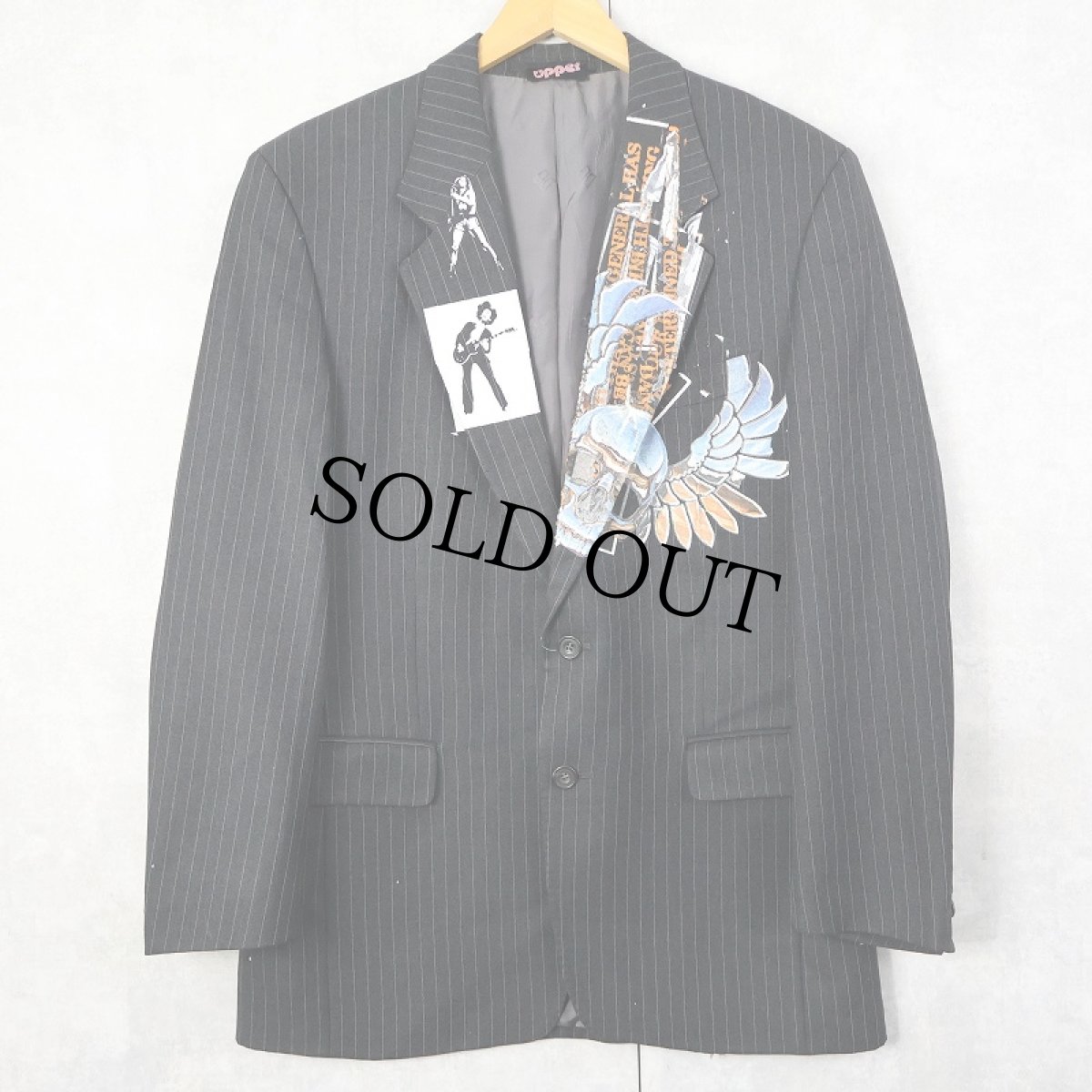 画像2: UPPER "SEX PISTOLS" リメイクプリント ストライプ柄 ウールテーラードジャケット (2)