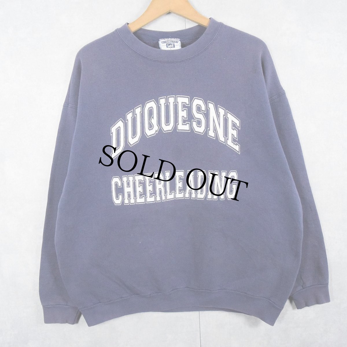 画像1: 90's Lee USA製 "DUQUESNE CHEERLEADING" プリントスウェット NAVY L (1)