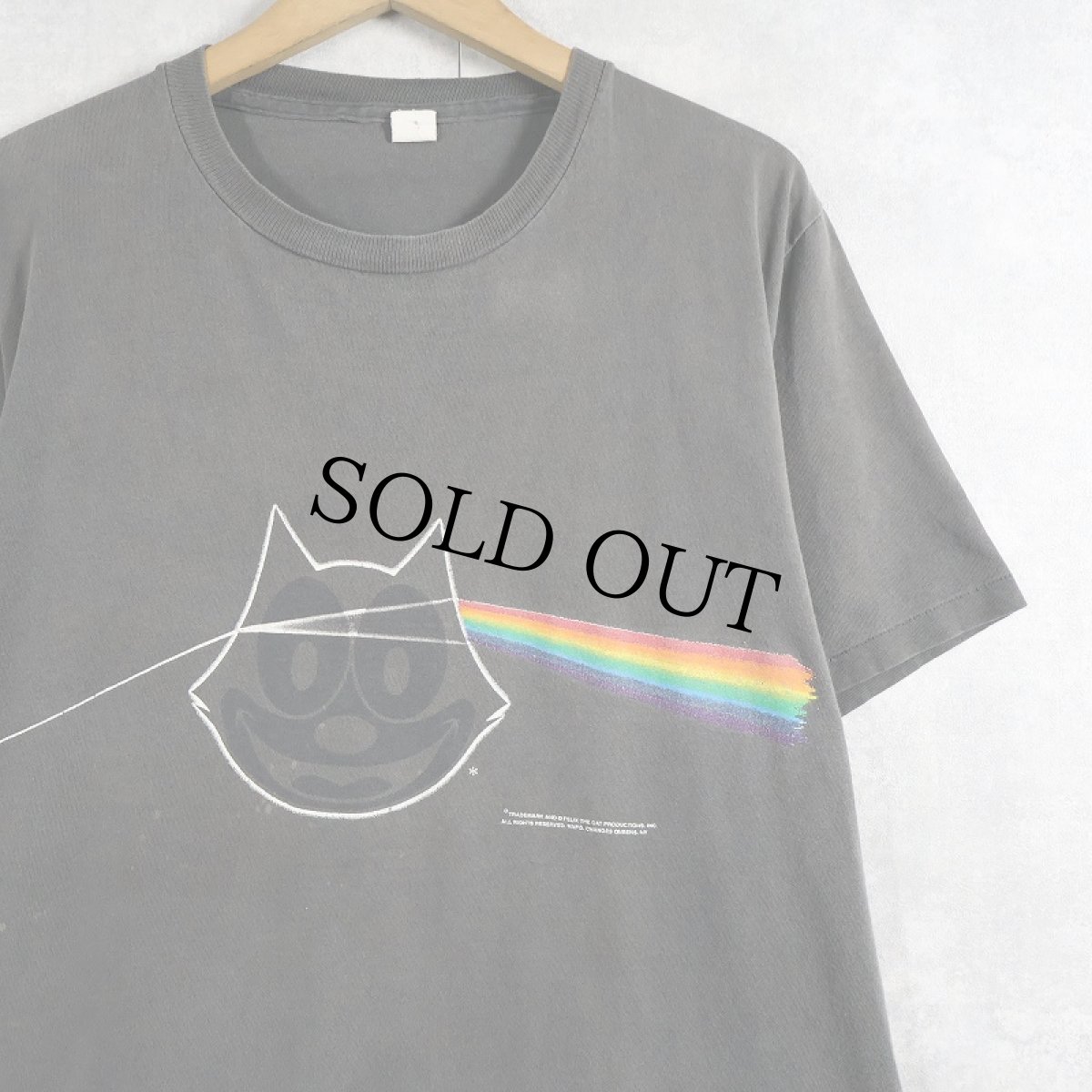 画像1: 90's Felix the Cat USA製 "DARK SIDE OF THE CAT PINK FELIX" ロックバンドパロディTシャツ BLACK L (1)