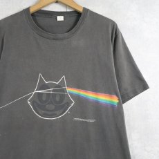 画像1: 90's Felix the Cat USA製 "DARK SIDE OF THE CAT PINK FELIX" ロックバンドパロディTシャツ BLACK L (1)
