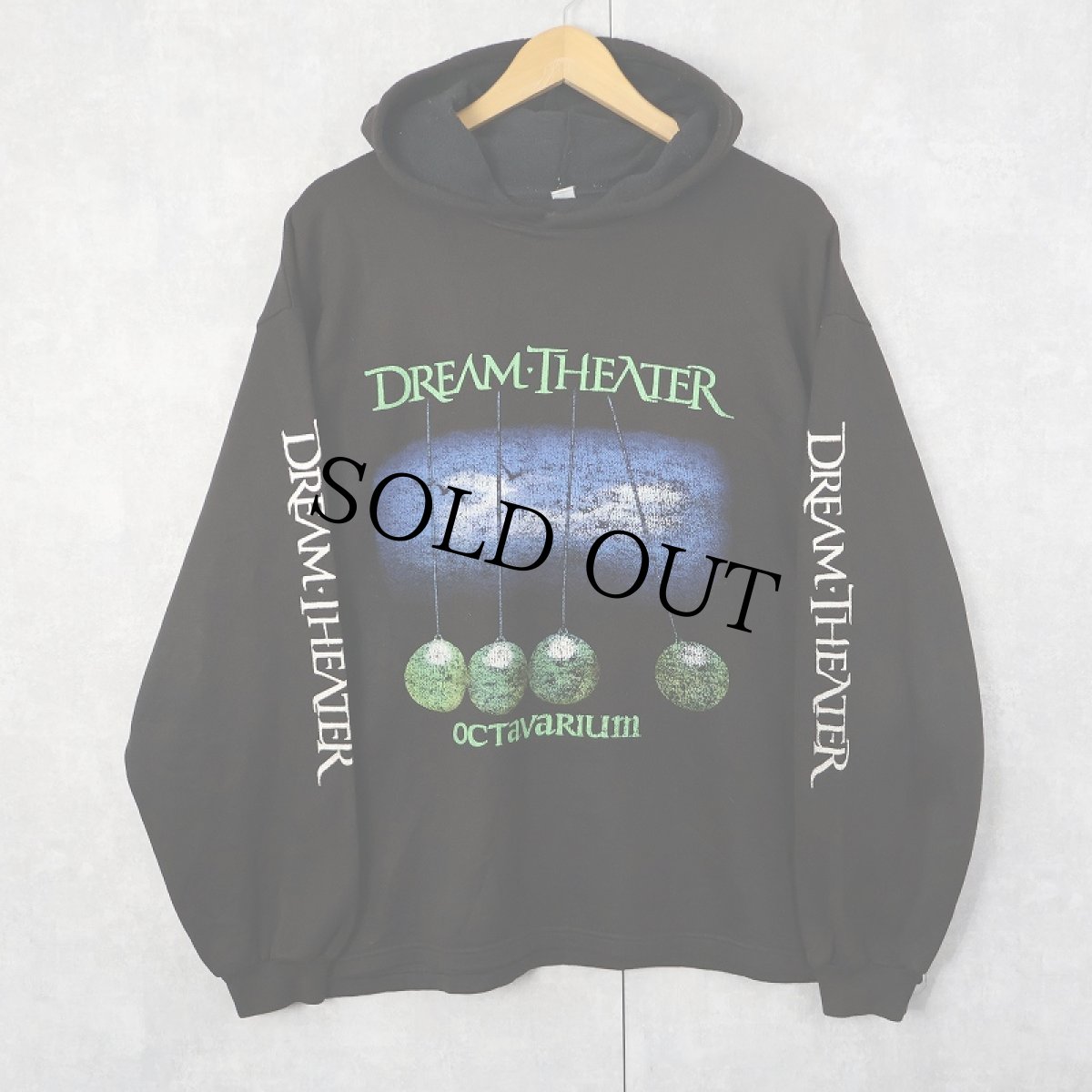 画像1: 2000's Dream Theater "Octavarium" プログレッシブメタルバンド プリントスウェットフーディー BLACK (1)