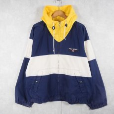 画像1: 90's POLO SPORT Ralph Lauren ロゴ刺繍 切り替えデザイン コットンジップパーカー L (1)