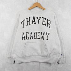 画像1: 80〜90's Champion 青刺繍タグ 中期 USA製 "THAYER ACADEMY" ダブルフェイススウェット XL (1)