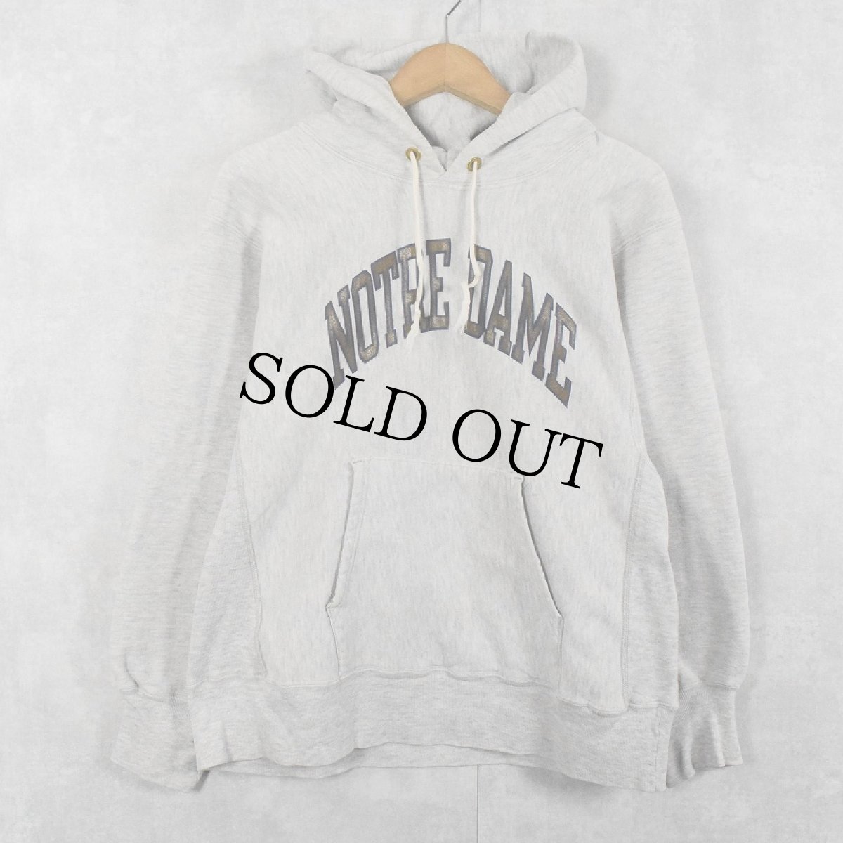 画像1: 80's Champion REVERSE WEAVE トリコタグ USA製 "NOTRE DAME" プリントスウェットフーディー M (1)