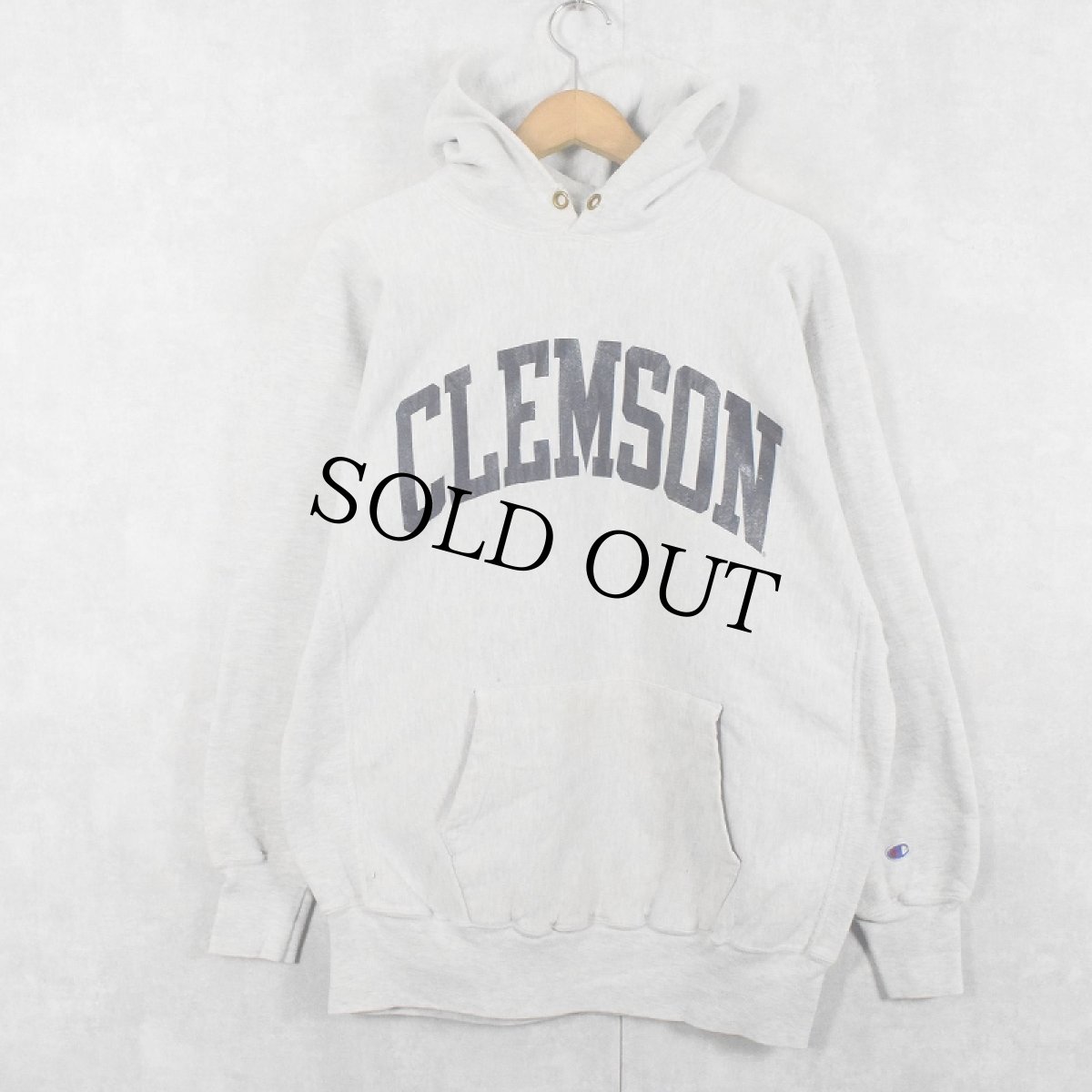 画像1: 90's Champion REVERSE WEAVE USA製 "CLEMSON" プリントスウェットフーディー XXL (1)
