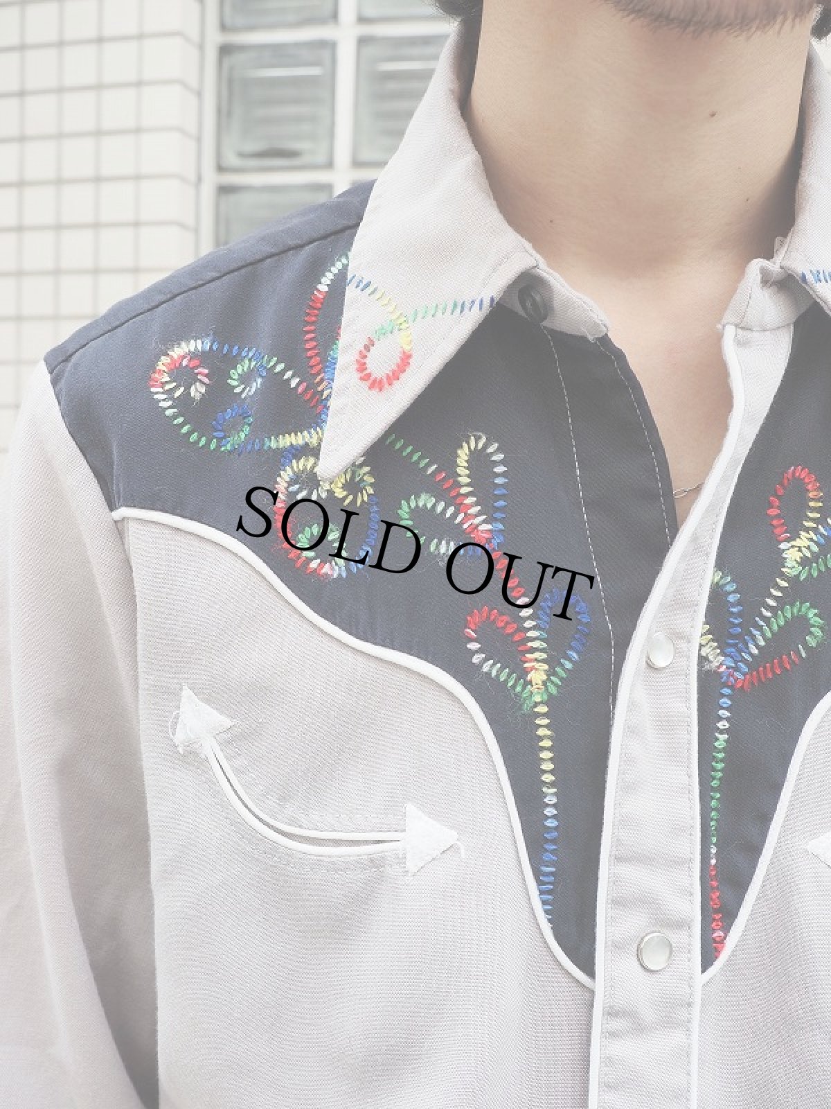 画像3: 70's H BAR C 刺繍入り レーヨンウエスタンシャツ (3)