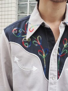 画像3: 70's H BAR C 刺繍入り レーヨンウエスタンシャツ (3)