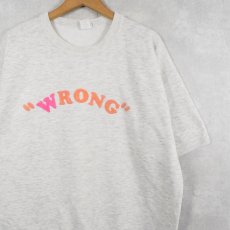 画像1: 90's USA製 "WRONG" フロッキプリント 半袖スウェット XL (1)