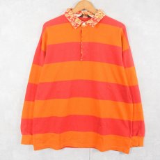 画像1: 90's J.CREW ボーダー柄 ラガーシャツ L (1)