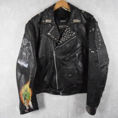 画像2: 80〜90's WILSON LEATHER ペイント&スタッズカスタム ダブルライダースジャケット L (2)
