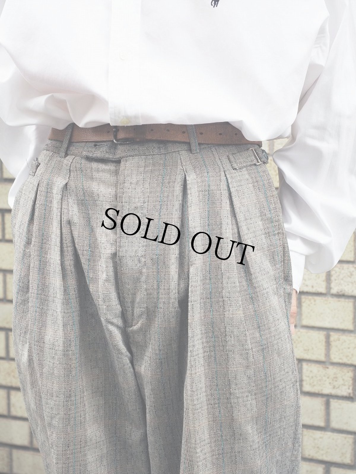 画像4: 80〜90's FRONT LINE チェック柄 ポリエステル×レーヨン 2タックスラックス W31 (4)