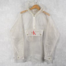 画像1: 90〜2000's Calvin Klein ロゴプリント PVC クリアアノラックパーカー  (1)