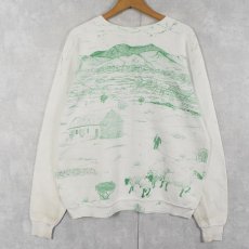 画像2: 90's USA製 "IRELAND" 大判プリントラグランスウェット XXL (2)