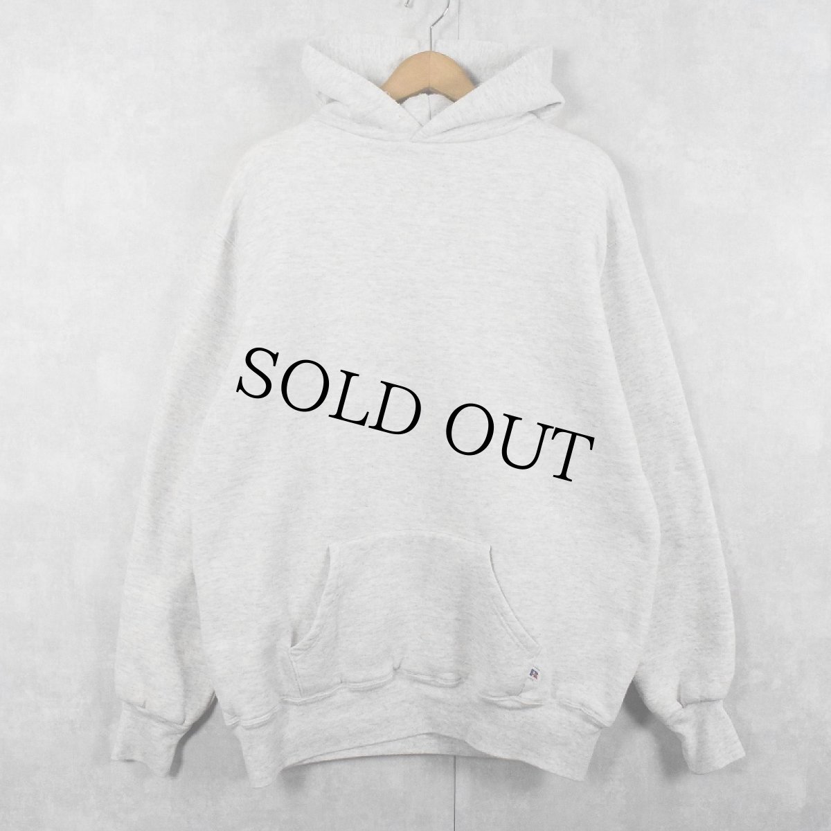 画像1: 90's RUSSELL ATHLETIC USA製 無地 ダブルフェイススウェットフーディー XL (1)