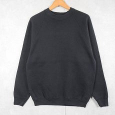 画像1: 90's FRUIT OF THE LOOM USA製 無地 ラグランスウェット BLACK L (1)
