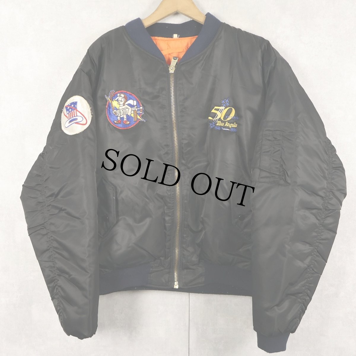 画像2: 民間品 90's ROTHCO USA製 MA-1 フライトジャケット 刺繍入り BLACK XL (2)