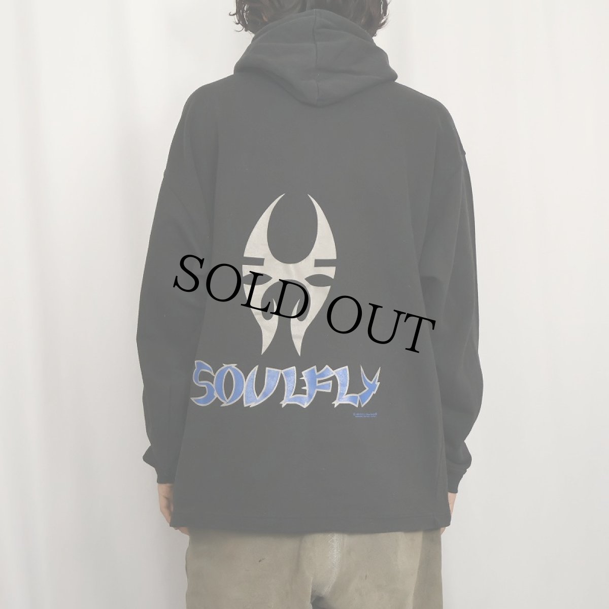 画像4: 90's SOULFLY グルーヴメタルバンド プリントスウェットフーディー BLACK XL (4)