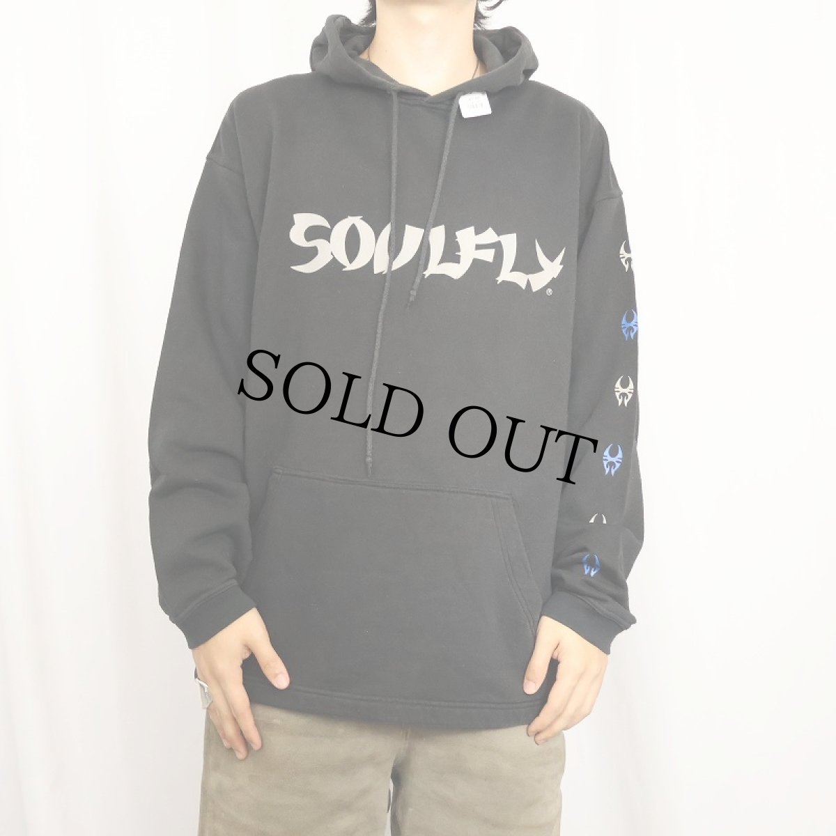 画像3: 90's SOULFLY グルーヴメタルバンド プリントスウェットフーディー BLACK XL (3)