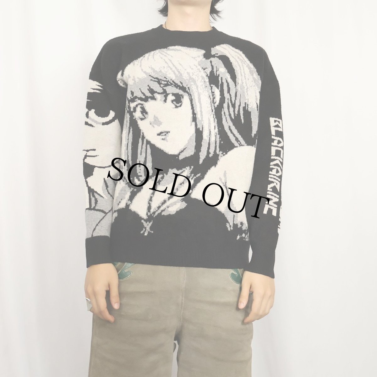 画像2: DEATH NOTE "弥 海砂×L" キャラクタースキーニットセーター BLACK M (2)