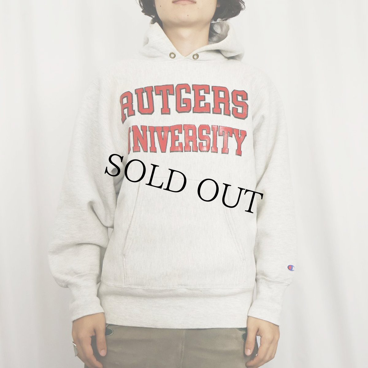 画像2: 90's Champion REVERSE WEAVE USA製 "RUTGERS UNIVERSITY" プリントスウェットフーディー M (2)