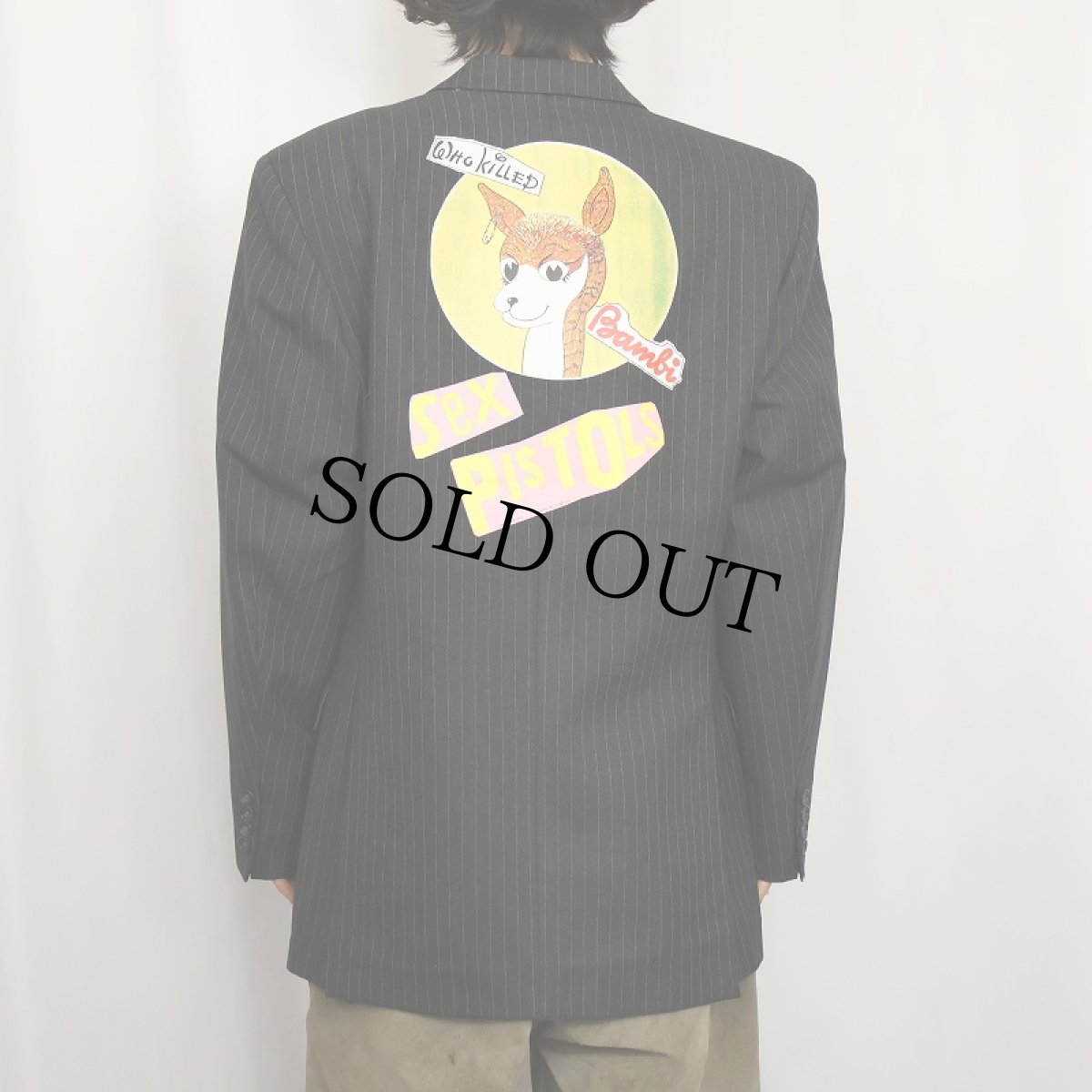 画像4: UPPER "SEX PISTOLS" リメイクプリント ストライプ柄 ウールテーラードジャケット (4)