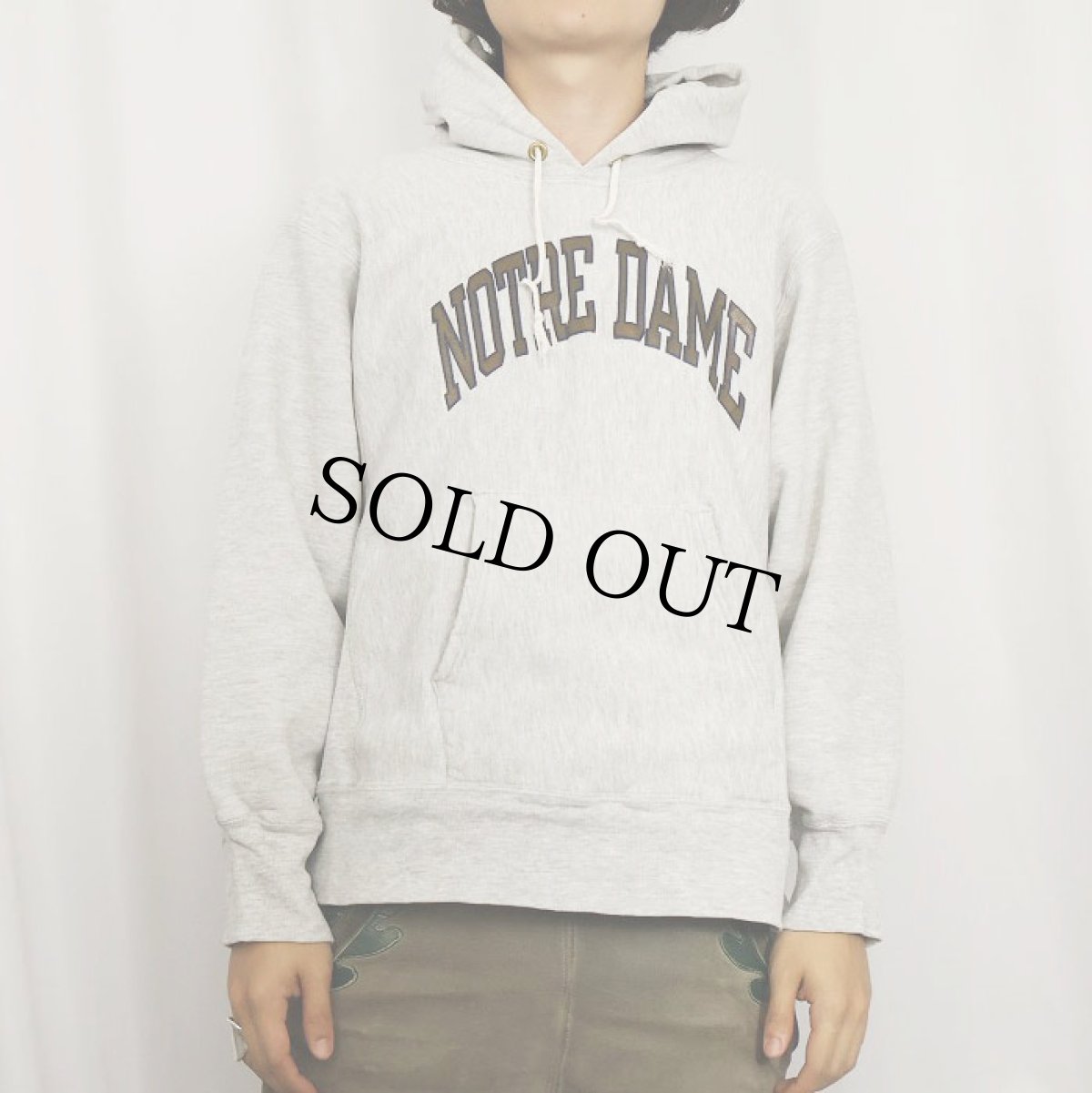 画像2: 80's Champion REVERSE WEAVE トリコタグ USA製 "NOTRE DAME" プリントスウェットフーディー M (2)