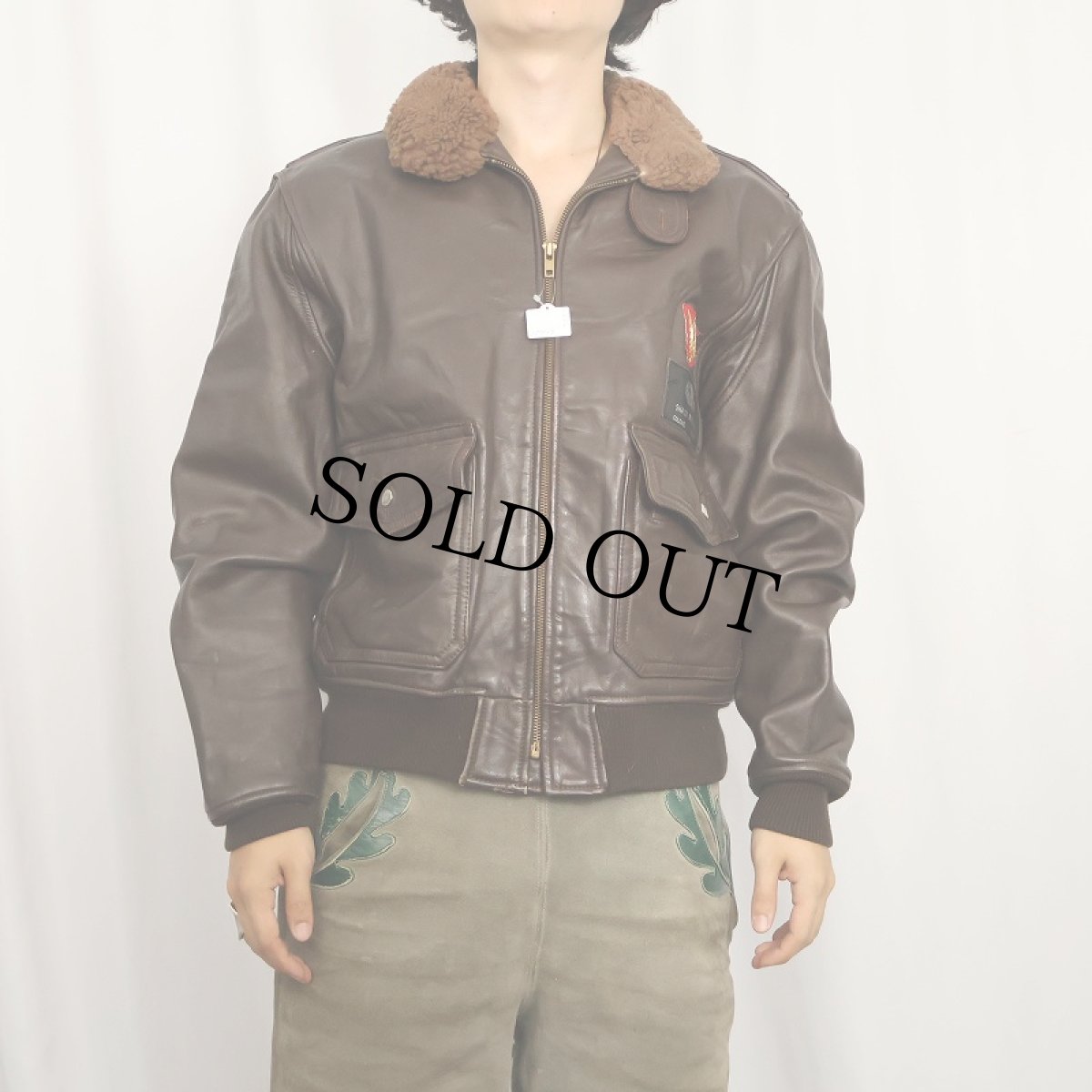 画像2: 70〜80's San Diego LEATHER JACKET FACTORY USA製 "G-1 TYPE" パッチ付き フライトレザージャケット SIZE42 (2)