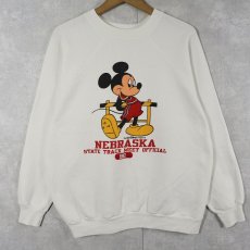 画像1: 80's Disney MICKEY MOUSE USA製 キャラクタープリントラグランスウェット XL (1)