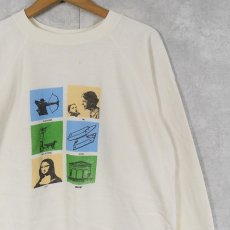 画像1: 90's USA製 アートプリントラグランスウェット L (1)