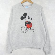 画像1: 90's Disney MICKEY MOUSE USA製 白靴ミッキー キャラクタープリントラグランスウェット XL (1)