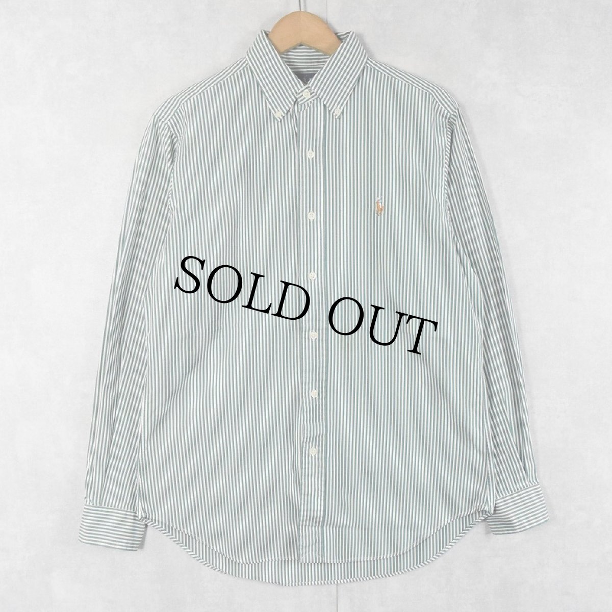 画像1: Ralph Lauren "CLASSIC FIT" ストライプ柄 コットンボタンダウンシャツ S (1)