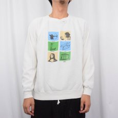 画像2: 90's USA製 アートプリントラグランスウェット L (2)