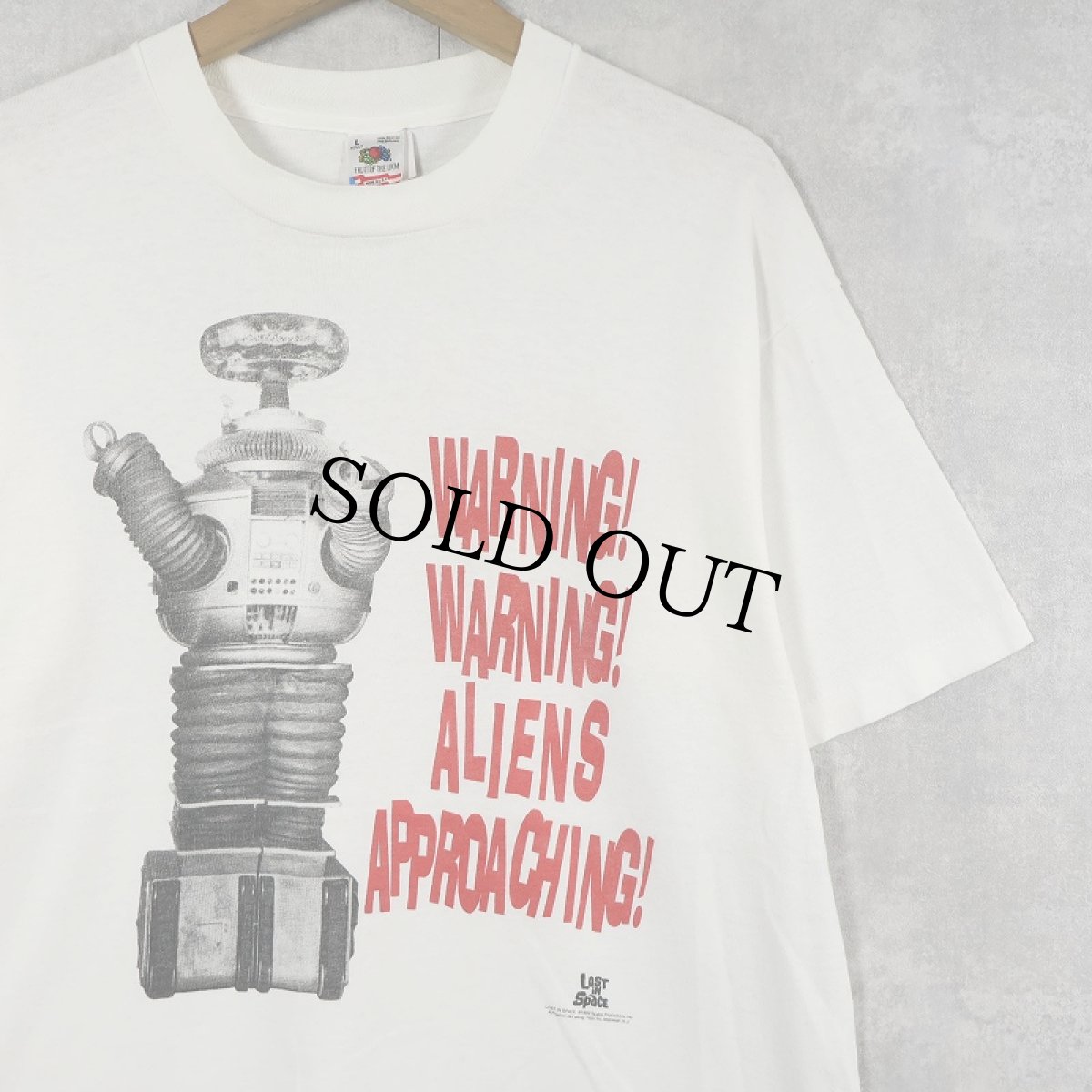 画像1: 90's LOST IN SPACE USA製 "WARNING! WARNING!..." SFテレビドラマプリントTシャツ L (1)