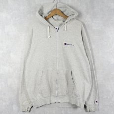 画像1: 80〜90's Champion USA製 青刺繍タグ 後期 ロゴ刺繍 スウェットジップパーカー XL (1)