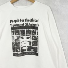 画像1: 80's PETA USA製 動物愛護団体 プリントスウェット XL (1)