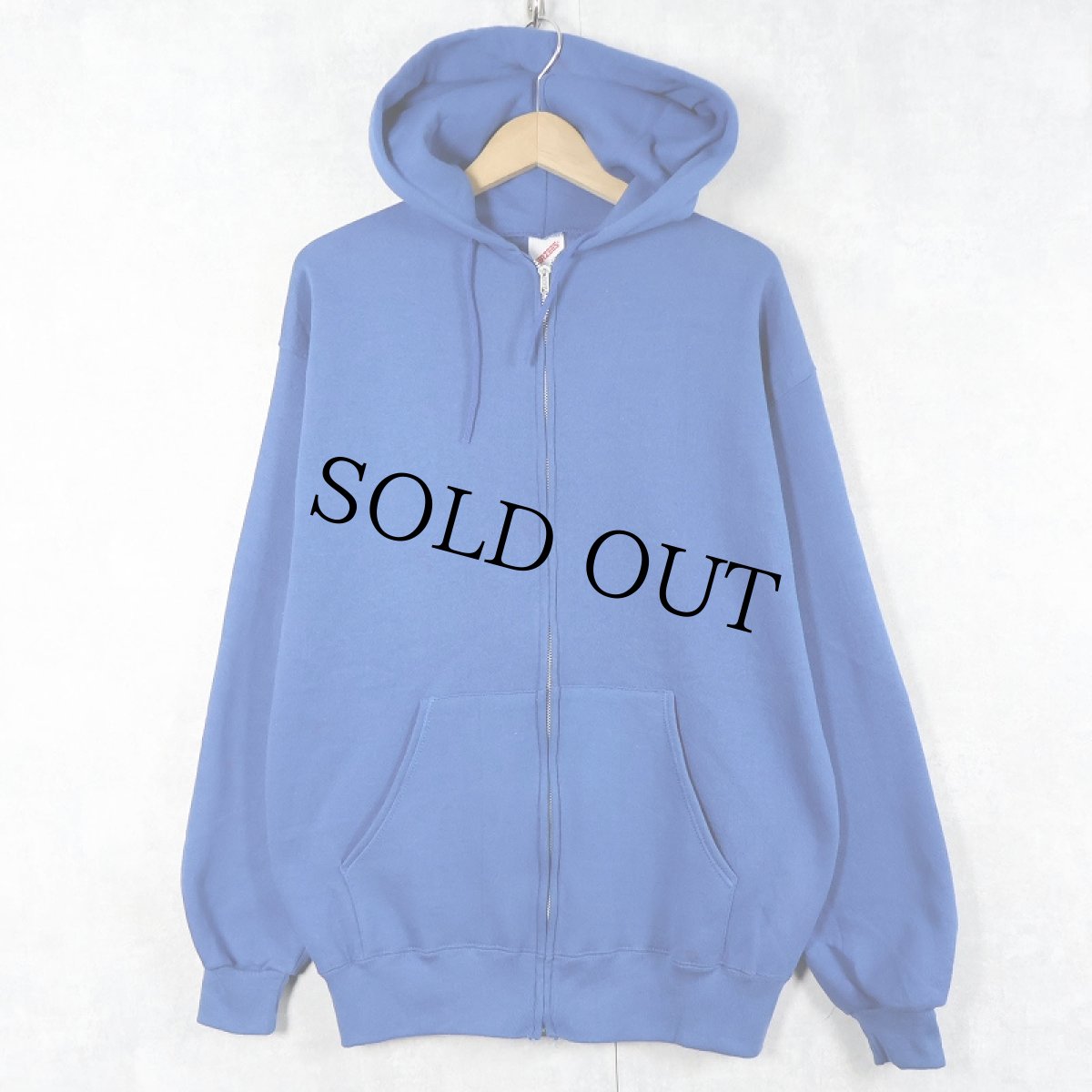 画像1: 80〜90's JERZEES USA製 無地 スウェットジップパーカー L (1)