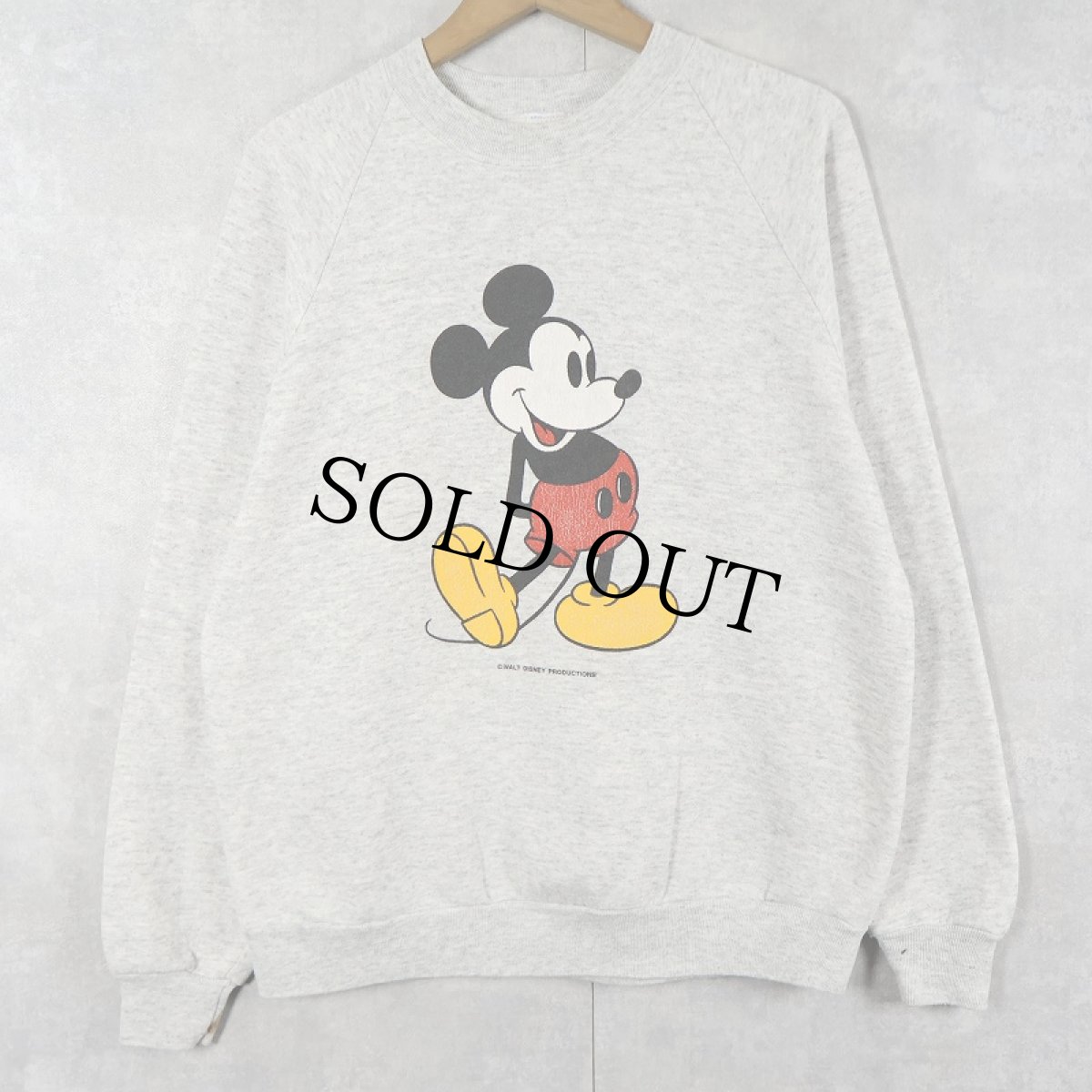 画像1: 90's Disney MICKEY MOUSE USA製 キャラクタープリントラグランスウェット XL (1)