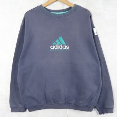 画像1: 90's adidas EQUIPMENT ロゴ刺繍スウェット NAVY M (1)