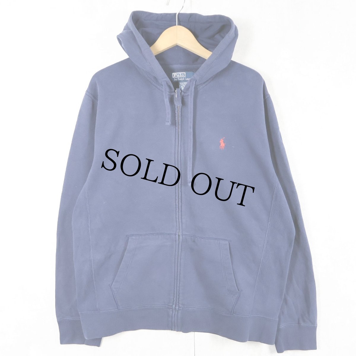 画像1: POLO Ralph Lauren REVERSE WEVAE TYPE ロゴ刺繍 スウェットジップパーカー NAVY L (1)