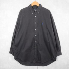 画像1: Ralph Lauren ロゴ刺繍 コットンボタンダウンシャツ BLACK XL (1)