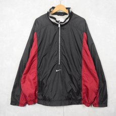 画像1: 90〜2000's NIKE ロゴ刺繍 切り替えデザイン ハーフジップ ナイロンプルオーバージャケット XXL (1)