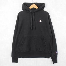 画像1: Champion REVERSE WEAVE 目付き スウェットフーディー BLACK M (1)