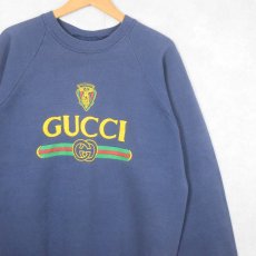 画像1: ブート GUCCI ロゴプリントスウェット NAVY (1)