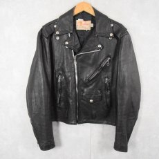 画像1: 70's Exelled USA製 キルティングライナー ダブルライダースジャケット BLACK SIZE40 (1)