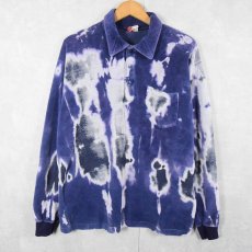 画像1: 80's CAMPUS USA製 "velour" ブリーチ加工 ベロアポロシャツ NAVY XL (1)