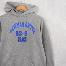 画像1: 90's RUSSELL ATHLETIC USA製 "NEWMAN GROVE TRACK" プリントスウェットフーディ L (1)