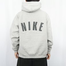 画像4: 90's〜 NIKE USA製 ロゴ刺繍 スウェットフーディー XL (4)