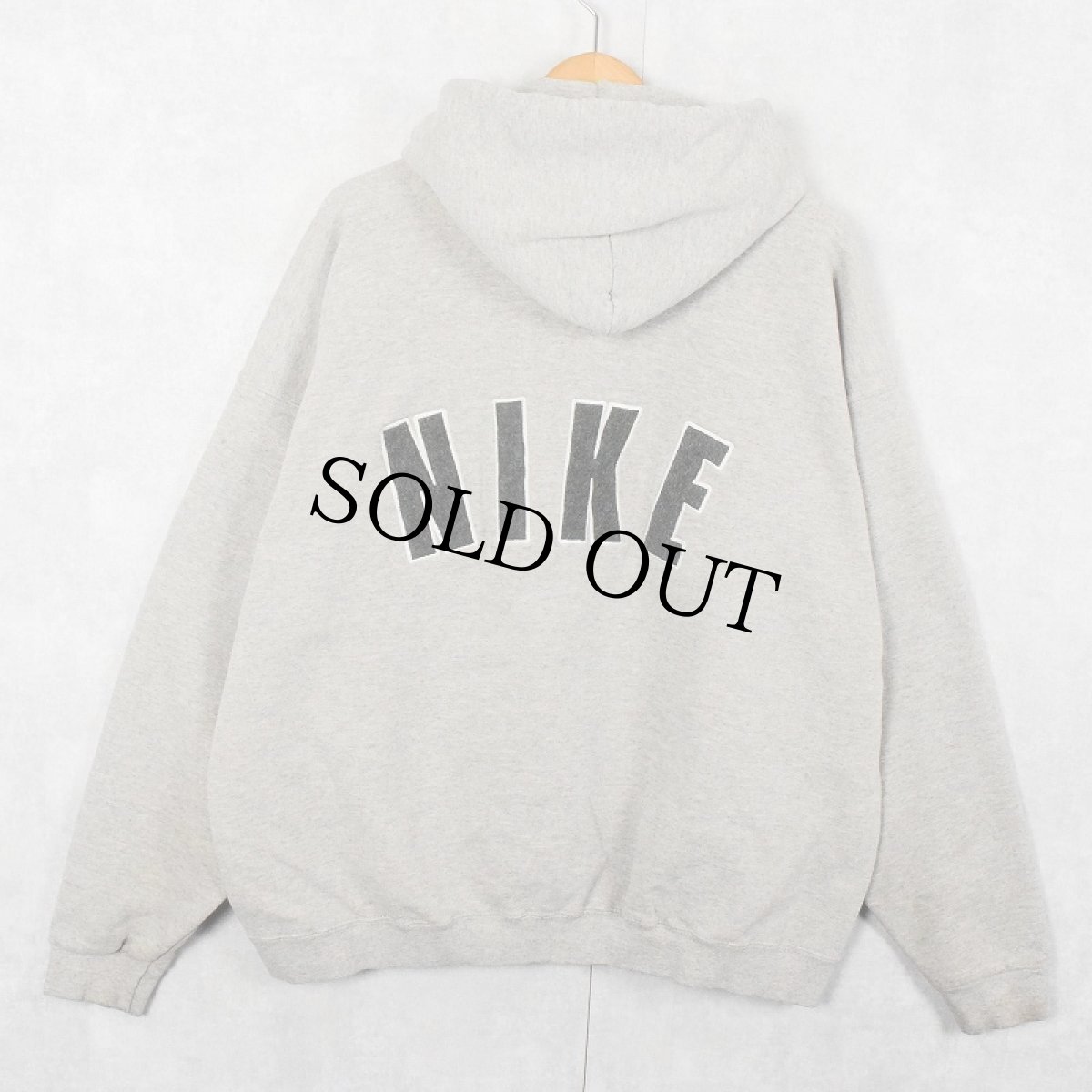 画像1: 90's〜 NIKE USA製 ロゴ刺繍 スウェットフーディー XL (1)