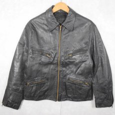 画像1: 〜80's キルティングライナー レザージャケット BLACK (1)